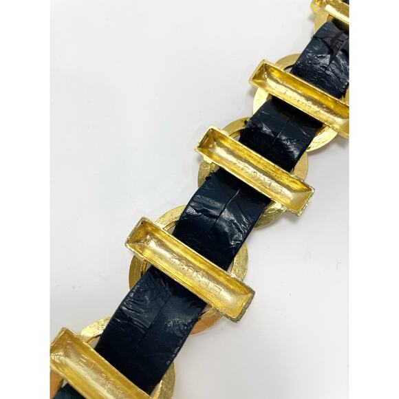 The Icing Black Gold Leather Hardware Belt Medium    Vintage - Picture 5 of 10